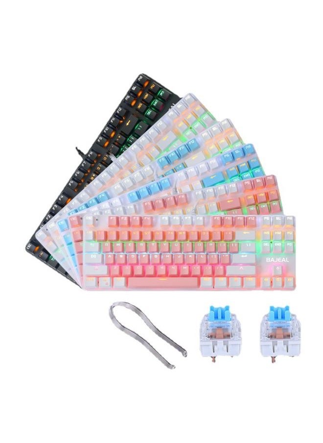 BAJEAL K100 87 Keys Green Shaft Wired Mechanical Keyboard, Cable Length: 1.6m(Blue White)