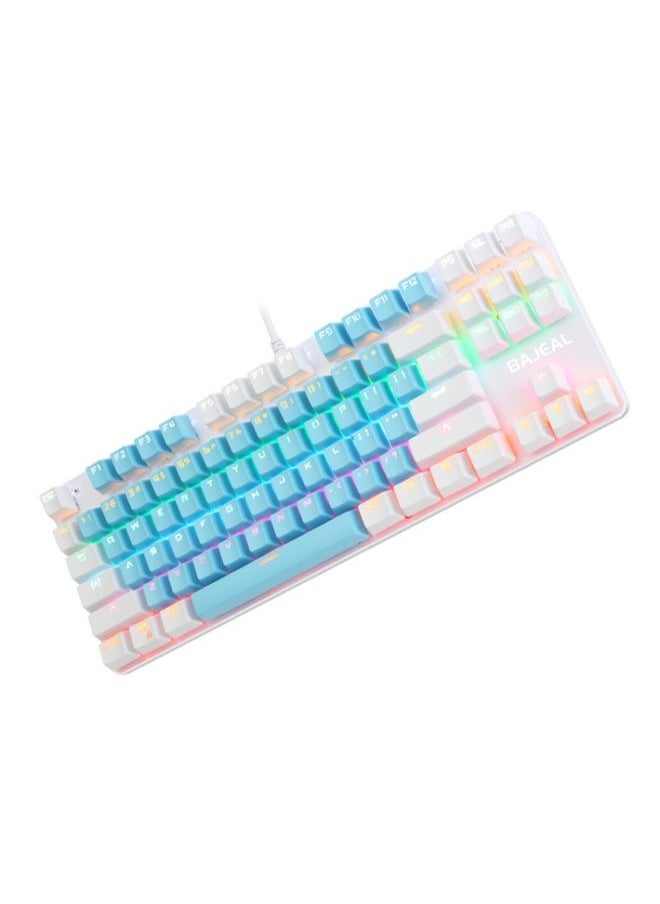 BAJEAL K100 87 Keys Green Shaft Wired Mechanical Keyboard, Cable Length: 1.6m(Blue White)