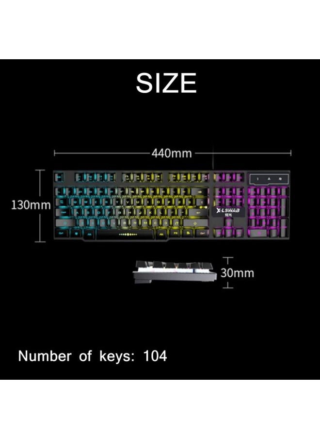 X-L SWAB GX50 Computer Manipulator Feel Wired Keyboard + Macro Programming Mouse, Color： White Mixed Light