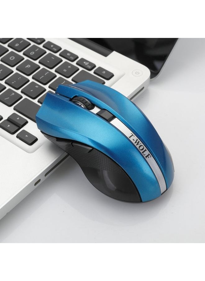 T-WOLF Q5 2.4GHz 5-Buttons 2000 DPI Wireless Mouse Silent And Non-Light Gaming Office Mouse For Computer PC Laptop( Blue)