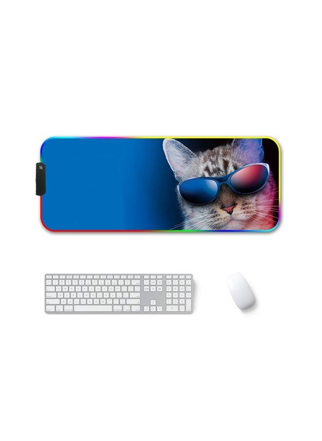 260x390x4mm F-01 Rubber Thermal Transfer RGB Luminous Non-Slip Mouse Pad(Glasses Cat)