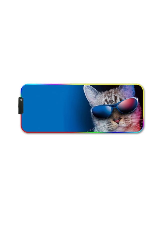 260x390x4mm F-01 Rubber Thermal Transfer RGB Luminous Non-Slip Mouse Pad(Glasses Cat)