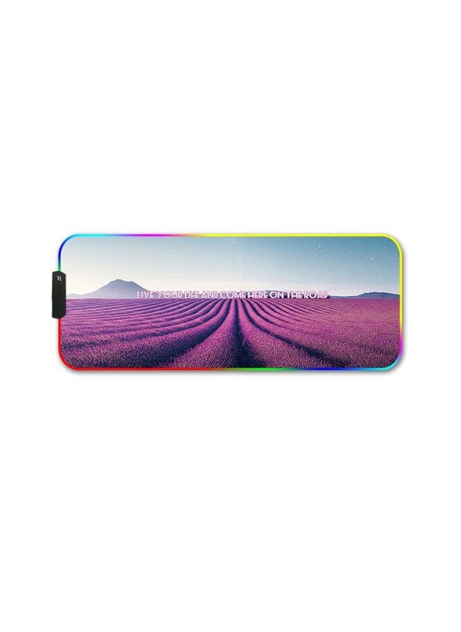 350x600x3mm F-01 Rubber Thermal Transfer RGB Luminous Non-Slip Mouse Pad(Lavender)