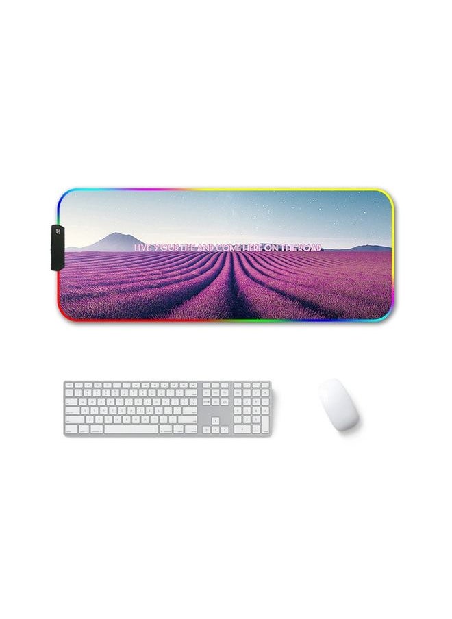 350x600x3mm F-01 Rubber Thermal Transfer RGB Luminous Non-Slip Mouse Pad(Lavender)