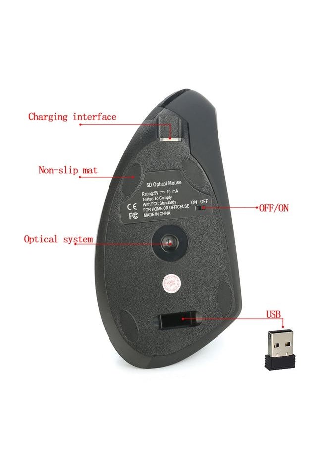 HXSJ T22 2.4GHz Wireless 4-Keys 2400 DPI Adjustable Ergonomics Optical Vertical Mouse