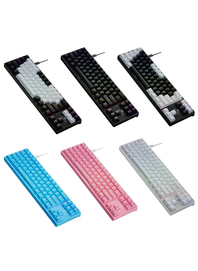 Dark Alien K710 71 Keys Glowing Game Wired Keyboard, Cable Length: 1.8m, Color: White Black Red Shaft