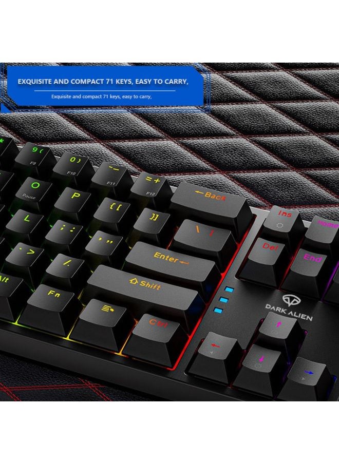 Dark Alien K710 71 Keys Glowing Game Wired Keyboard, Cable Length: 1.8m, Color: White Black Red Shaft