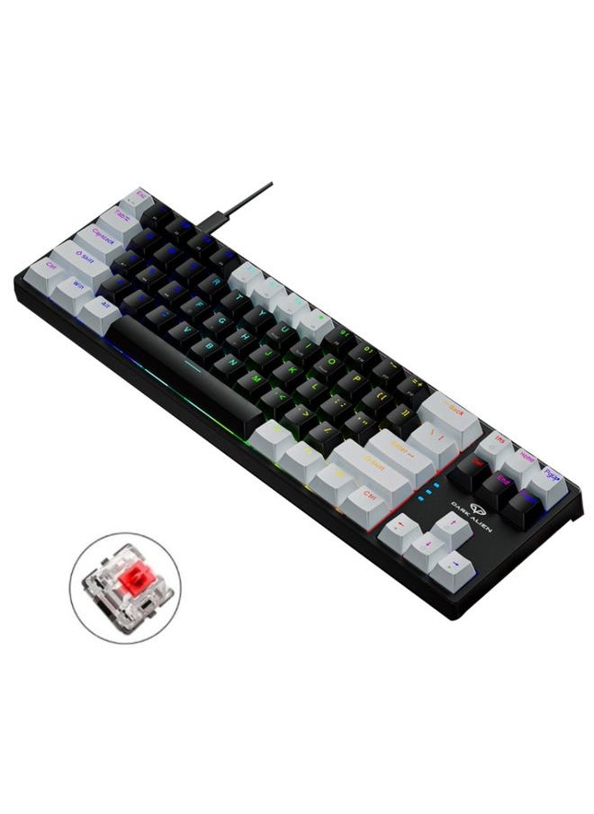 Dark Alien K710 71 Keys Glowing Game Wired Keyboard, Cable Length: 1.8m, Color: White Black Red Shaft