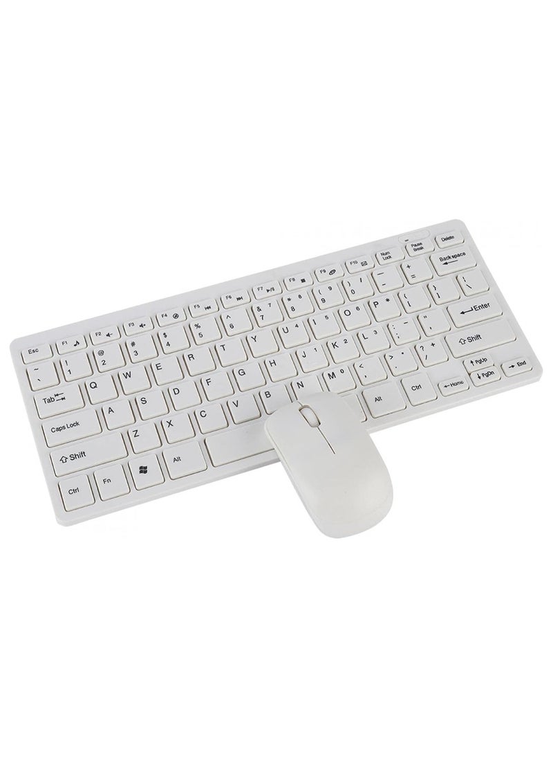 Wireless Keyboard Mouse 2.4GHz 78-key Mini Wireless NANO Receiver Keyboard Mouse Combo (White/Black)