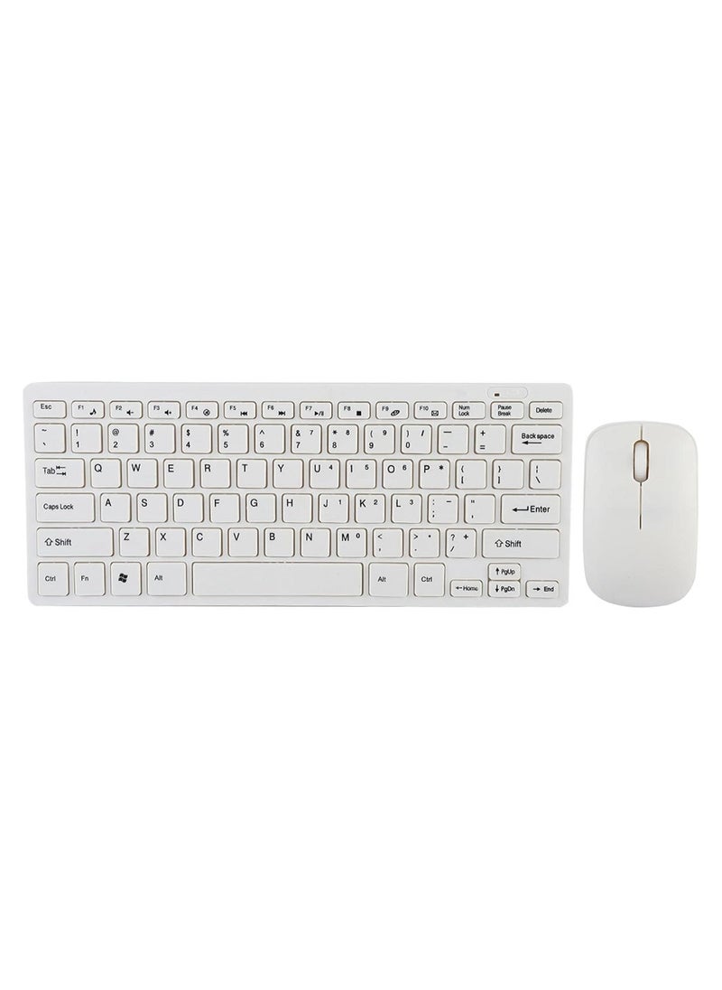 Wireless Keyboard Mouse 2.4GHz 78-key Mini Wireless NANO Receiver Keyboard Mouse Combo (White/Black)