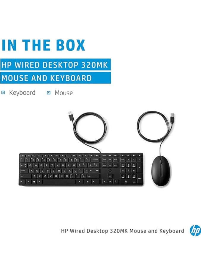 320MK Wired Desktop Mouse and Keyboard Combo (9SR36AA)