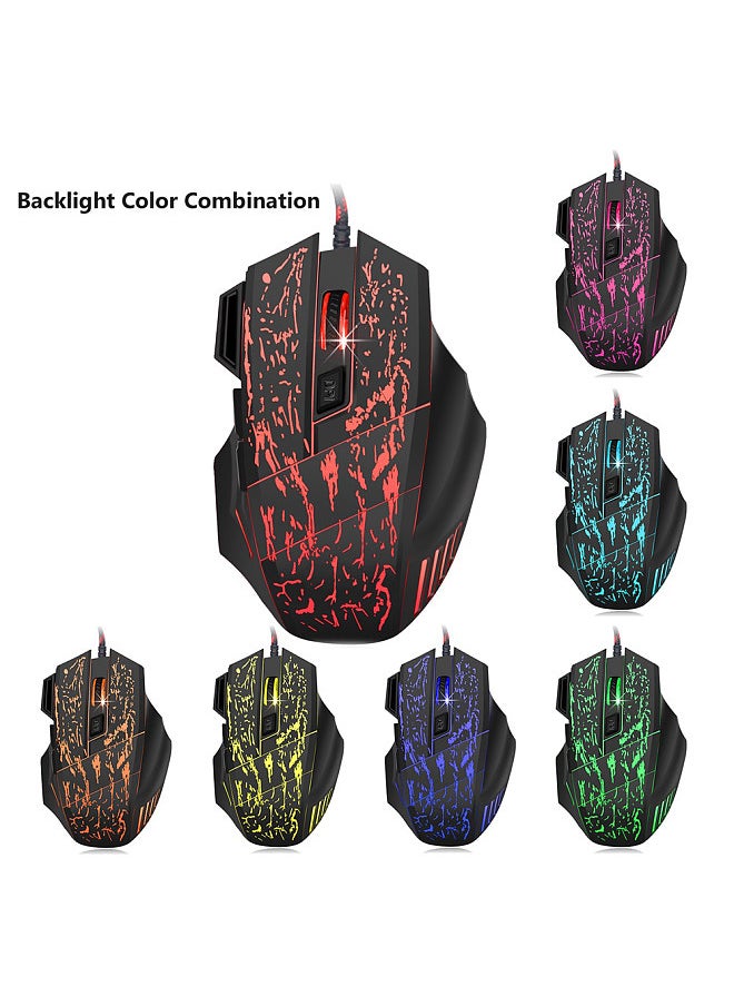 J60 Gaming Keyboard Mouse Combo Anti-ghosting Adjustable movement speed Colorful Backlit for Desktop Notebook Laptop PC Computer (English Version)