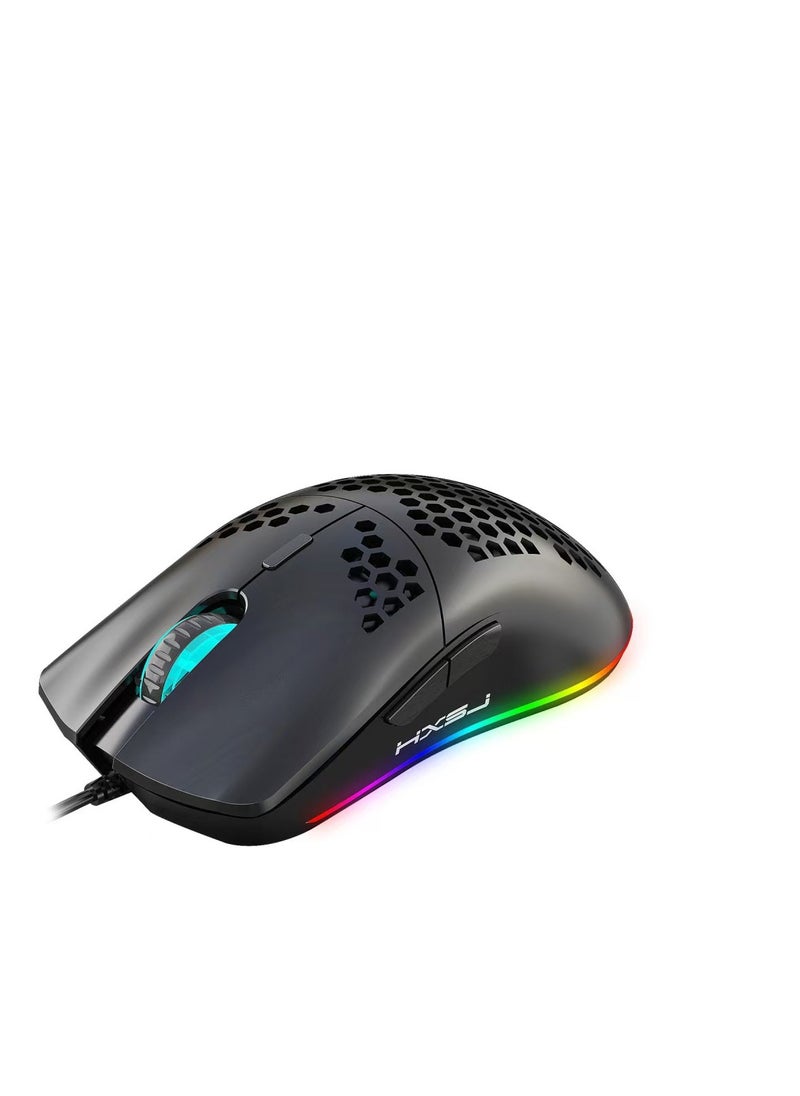 Minus Honeycomb Gaming Mouse - Light Weight RGB PC Mouse PC Accessories - USB Mouse Wired - Matte White Wired Gaming Mouse