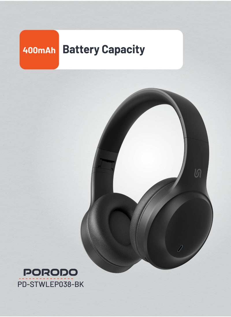 Primo Wireless Headphone with ENC & Low-Latency / Gaming Mode / Powerful Bass / Crisp Treble - Black