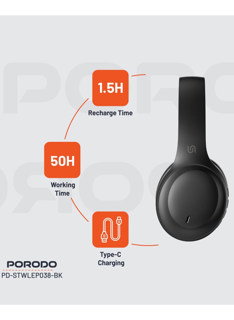 Primo Wireless Headphone with ENC & Low-Latency / Gaming Mode / Powerful Bass / Crisp Treble - Black