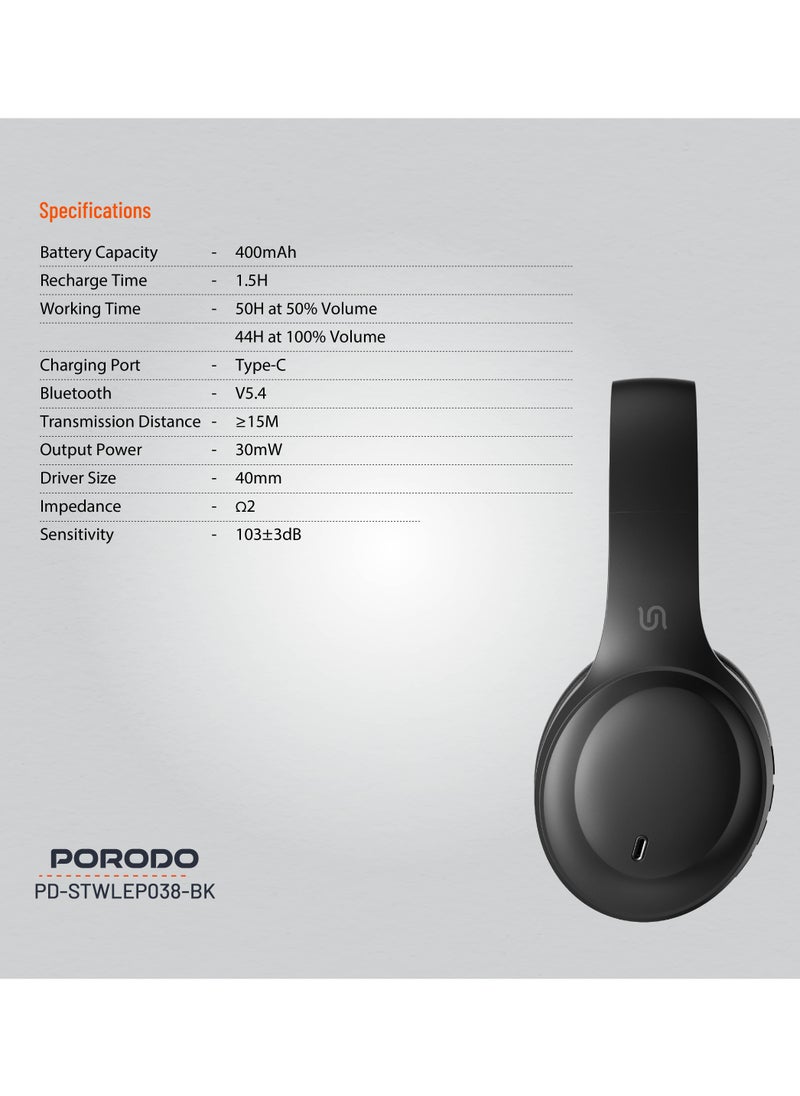 Primo Wireless Headphone with ENC & Low-Latency / Gaming Mode / Powerful Bass / Crisp Treble - Black