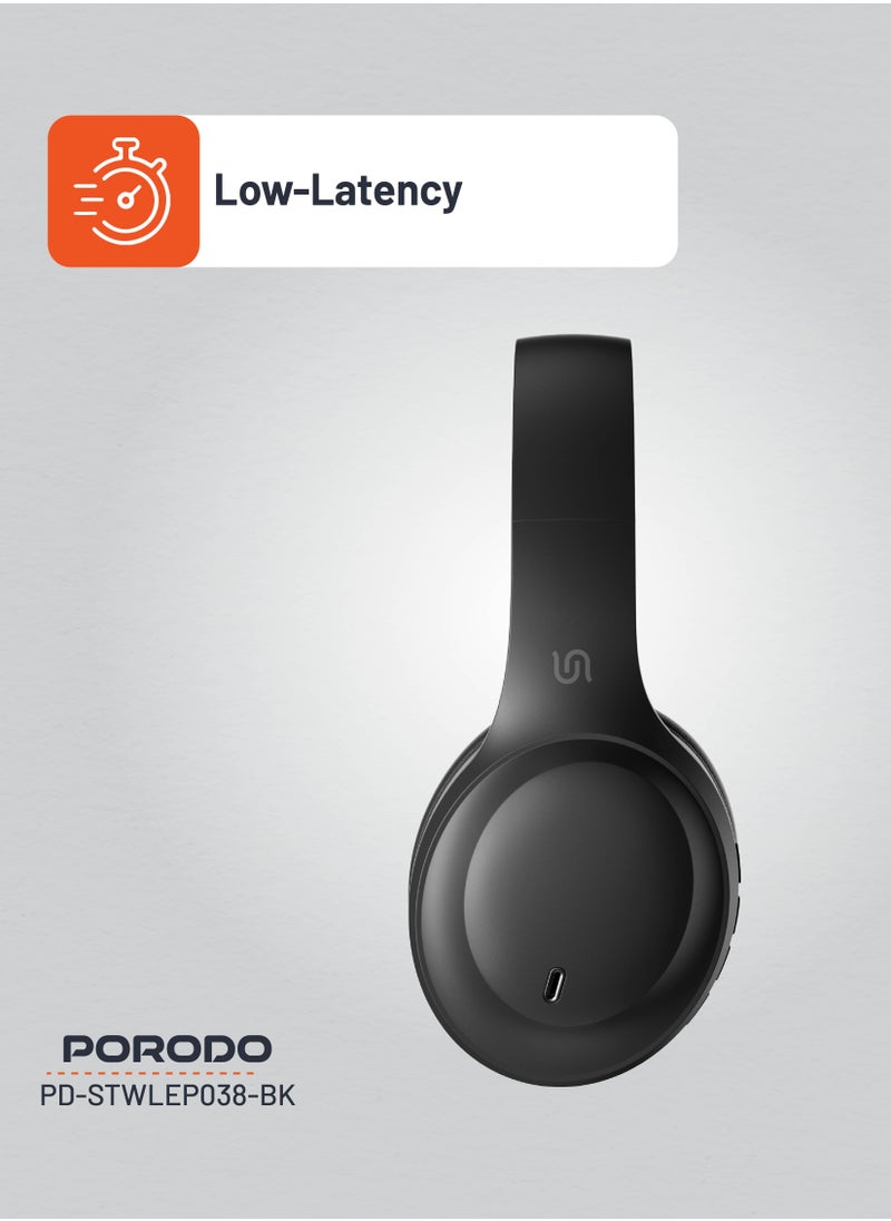 Primo Wireless Headphone with ENC & Low-Latency / Gaming Mode / Powerful Bass / Crisp Treble - Black