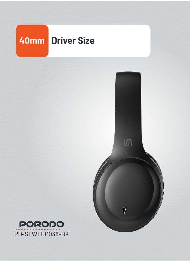 Primo Wireless Headphone with ENC & Low-Latency / Gaming Mode / Powerful Bass / Crisp Treble - Black