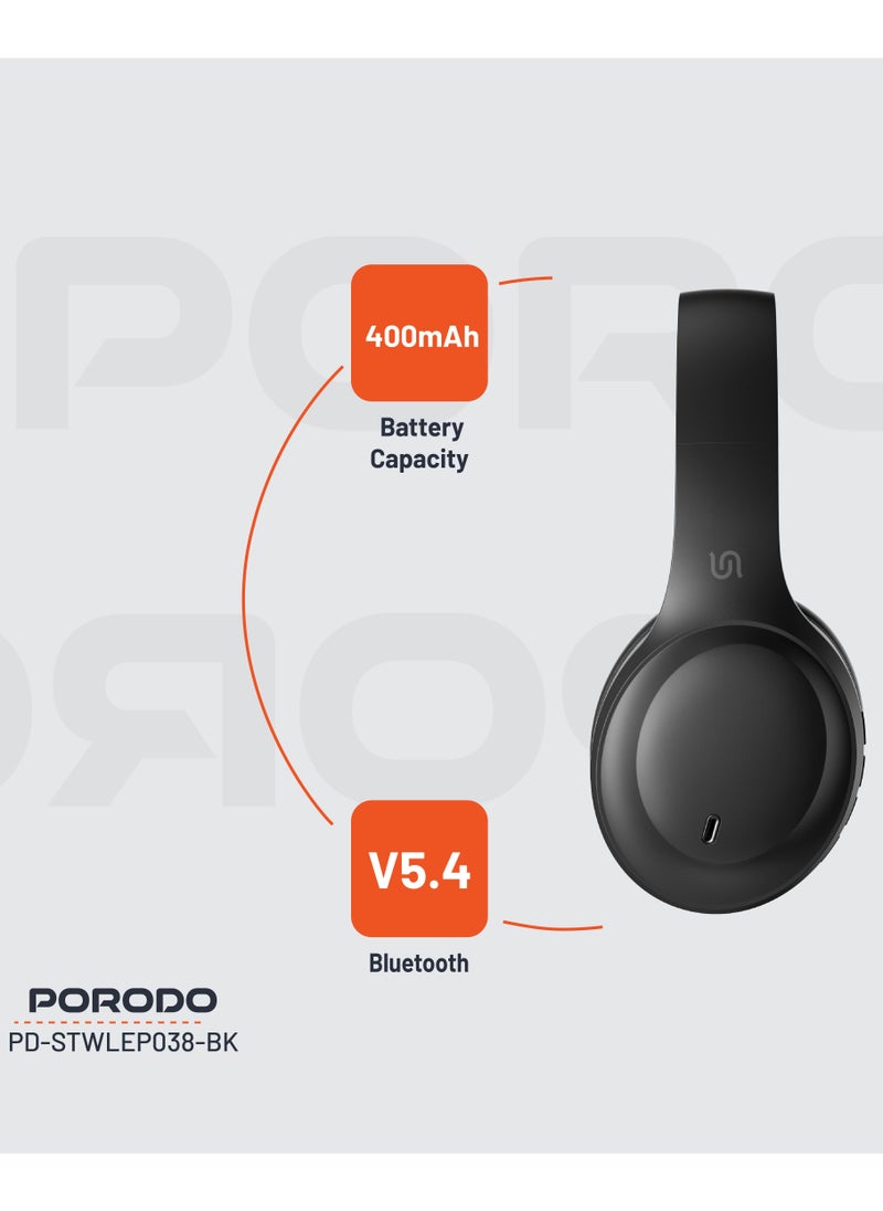 Primo Wireless Headphone with ENC & Low-Latency / Gaming Mode / Powerful Bass / Crisp Treble - Black