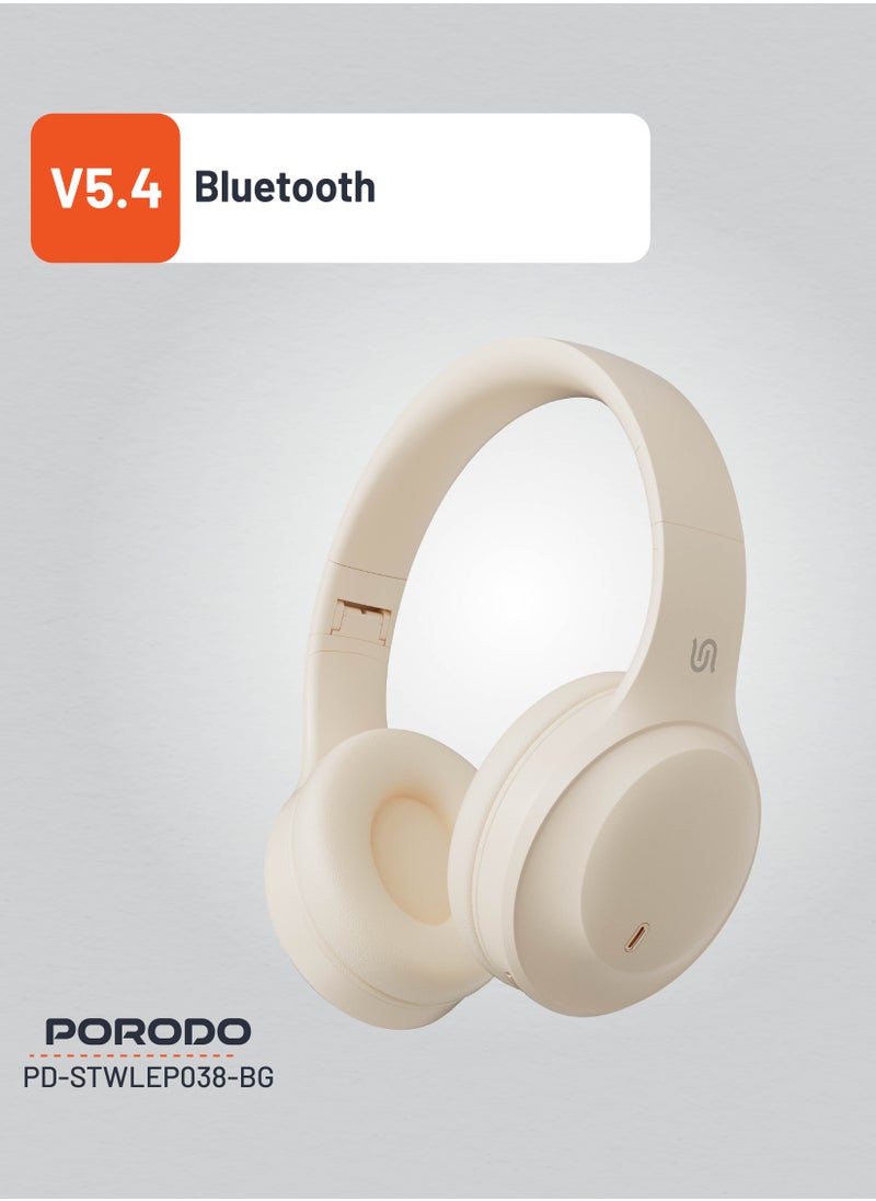 Primo Wireless Headphone with ENC & Low-Latency / Gaming Mode / Powerful Bass / Crisp Treble - Beige