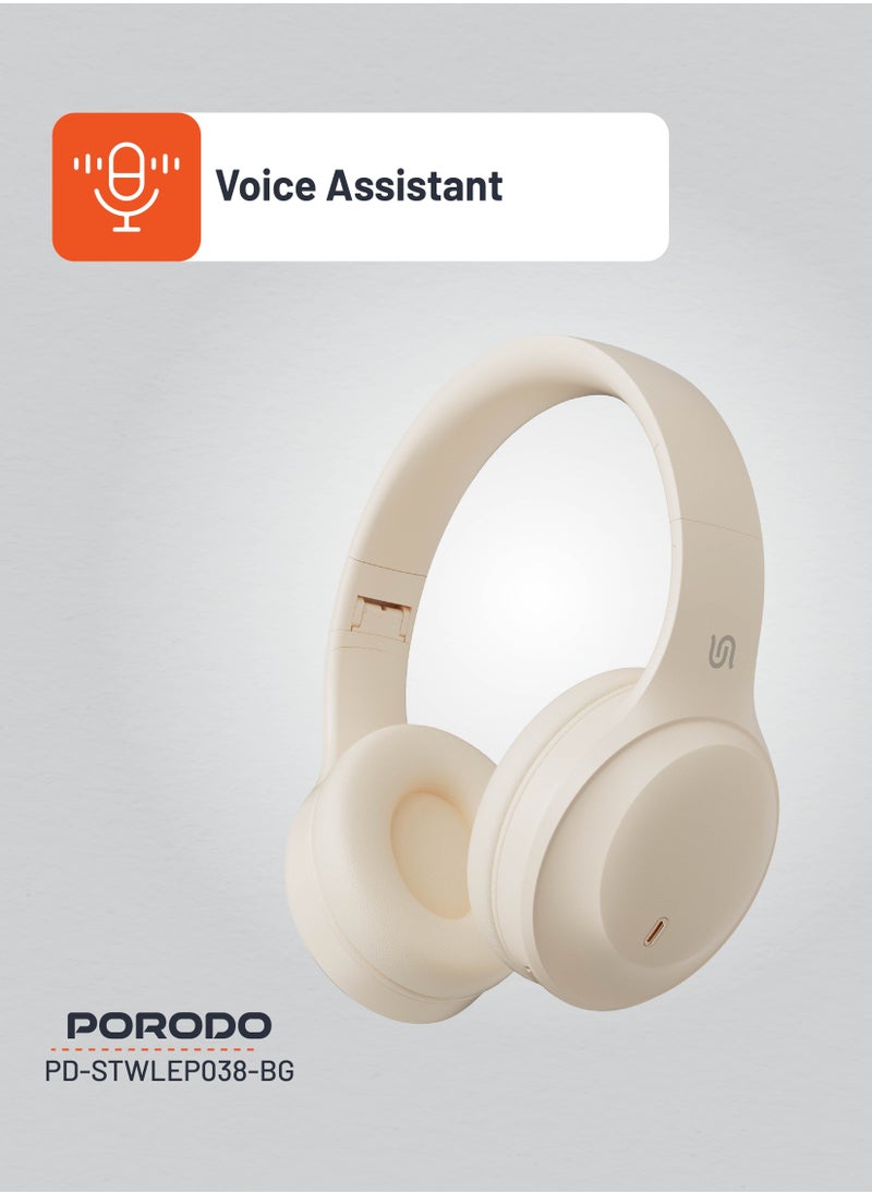 Primo Wireless Headphone with ENC & Low-Latency / Gaming Mode / Powerful Bass / Crisp Treble - Beige