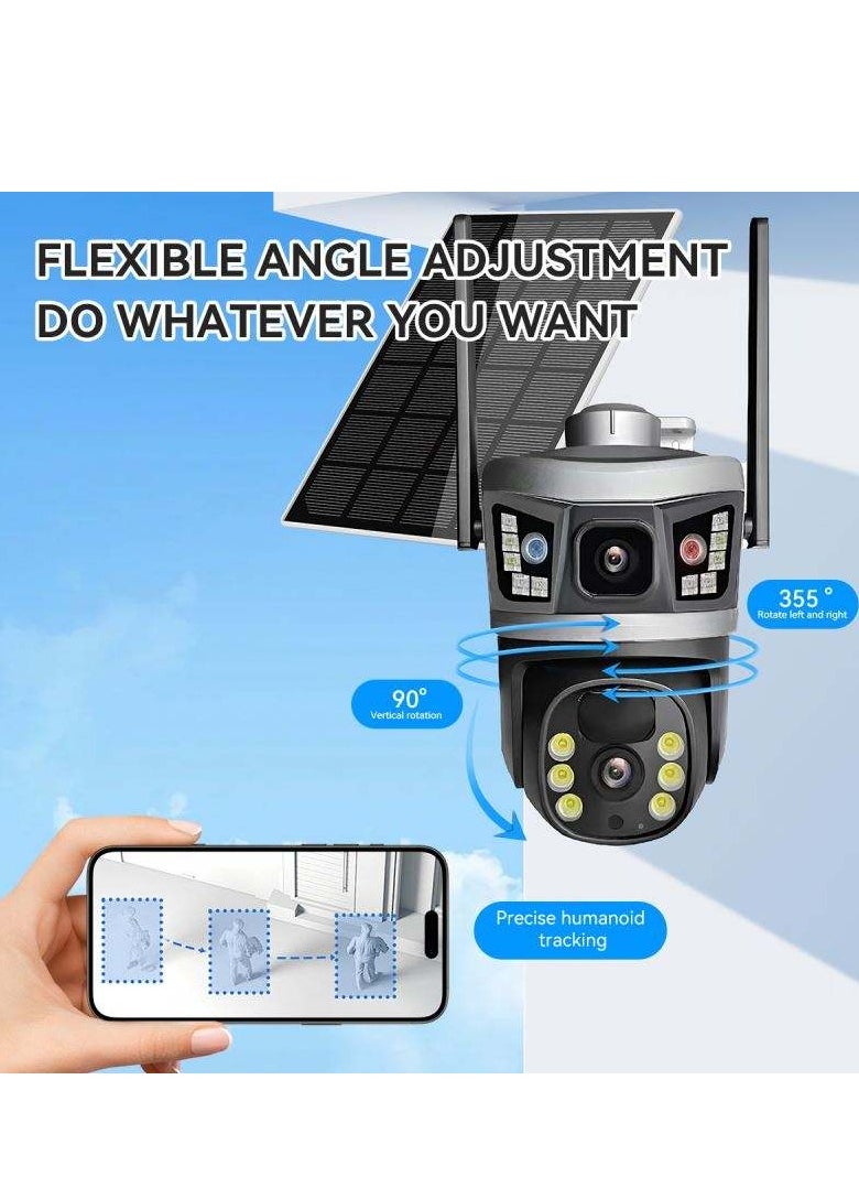 V380 Dual Lens Wireless Solar Camera – 6MP 4G Self-Tracking Outdoor Security Camera with Solar Power