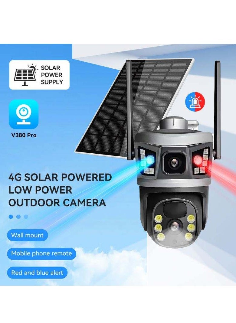 V380 Dual Lens Wireless Solar Camera – 6MP 4G Self-Tracking Outdoor Security Camera with Solar Power