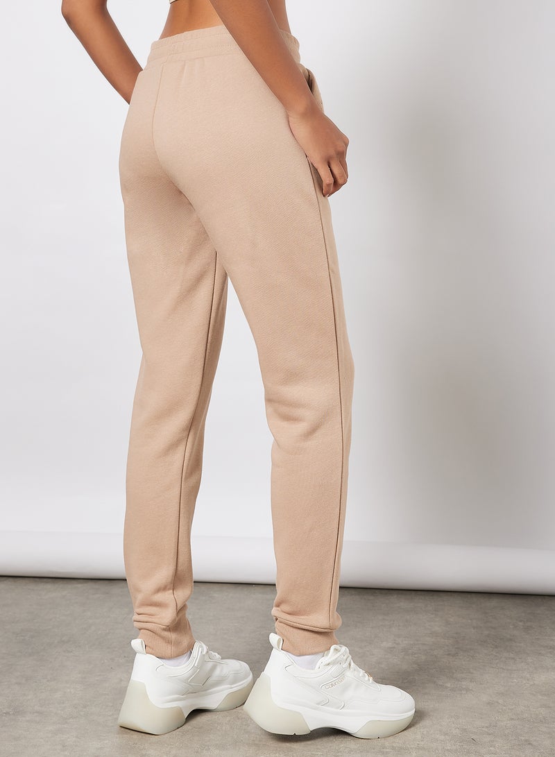 Logo Embellished Sweatpants Beige