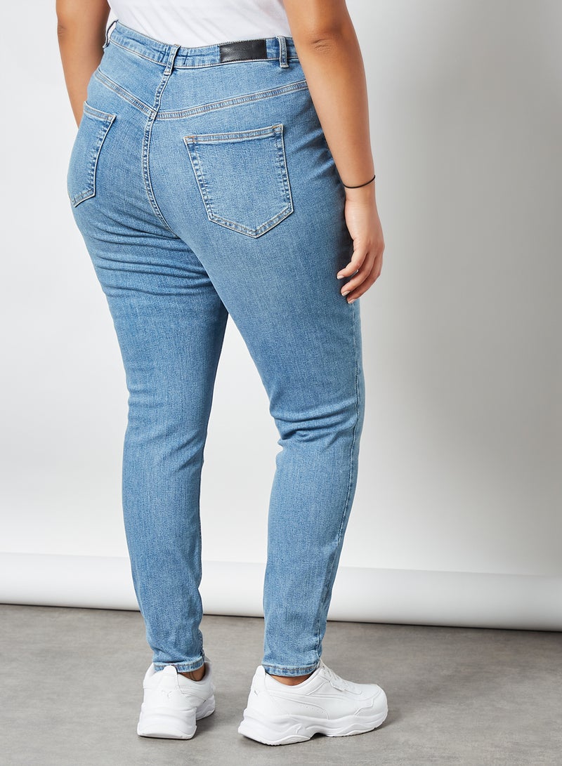 Curve High Waist Skinny Jeans Light Blue