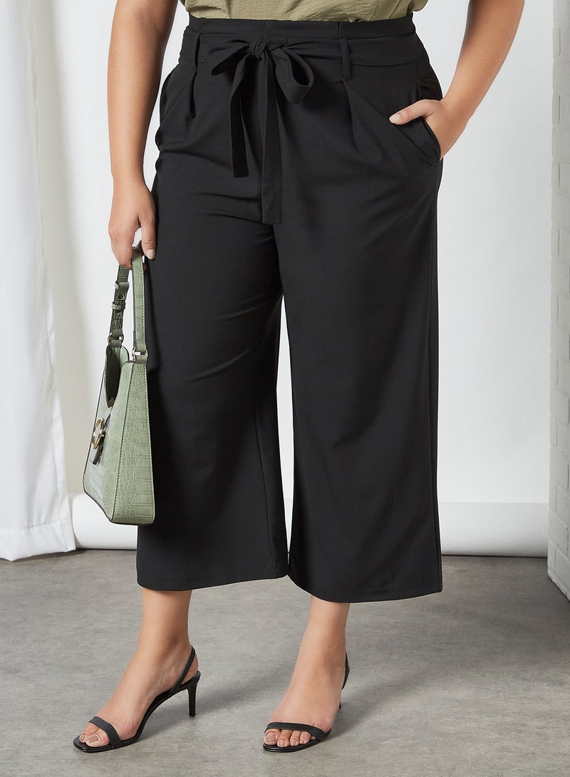 Curve Tie-Waist Culottes Black