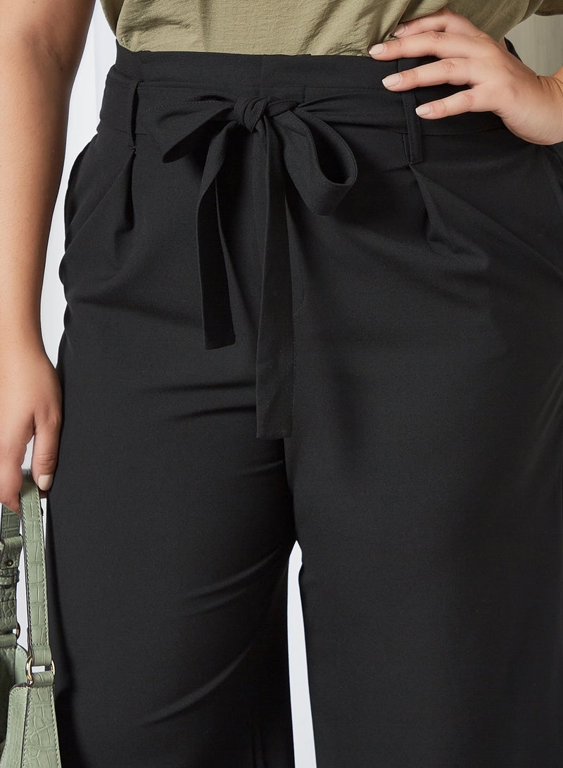 Curve Tie-Waist Culottes Black