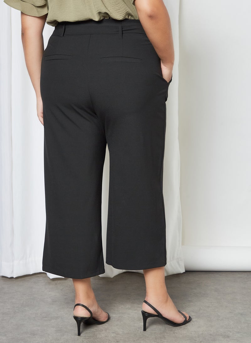 Curve Tie-Waist Culottes Black