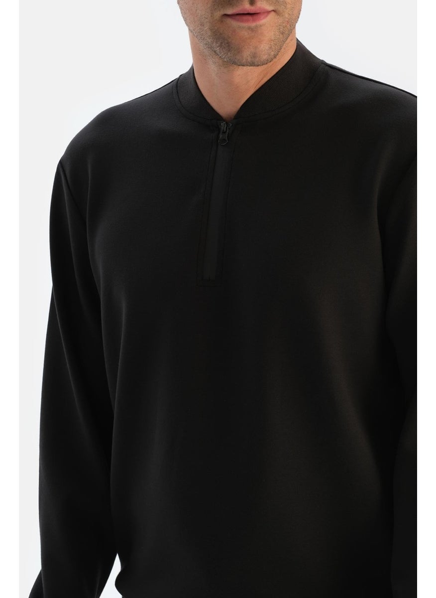 Black Men's Modal Half Zip Sweatshirt