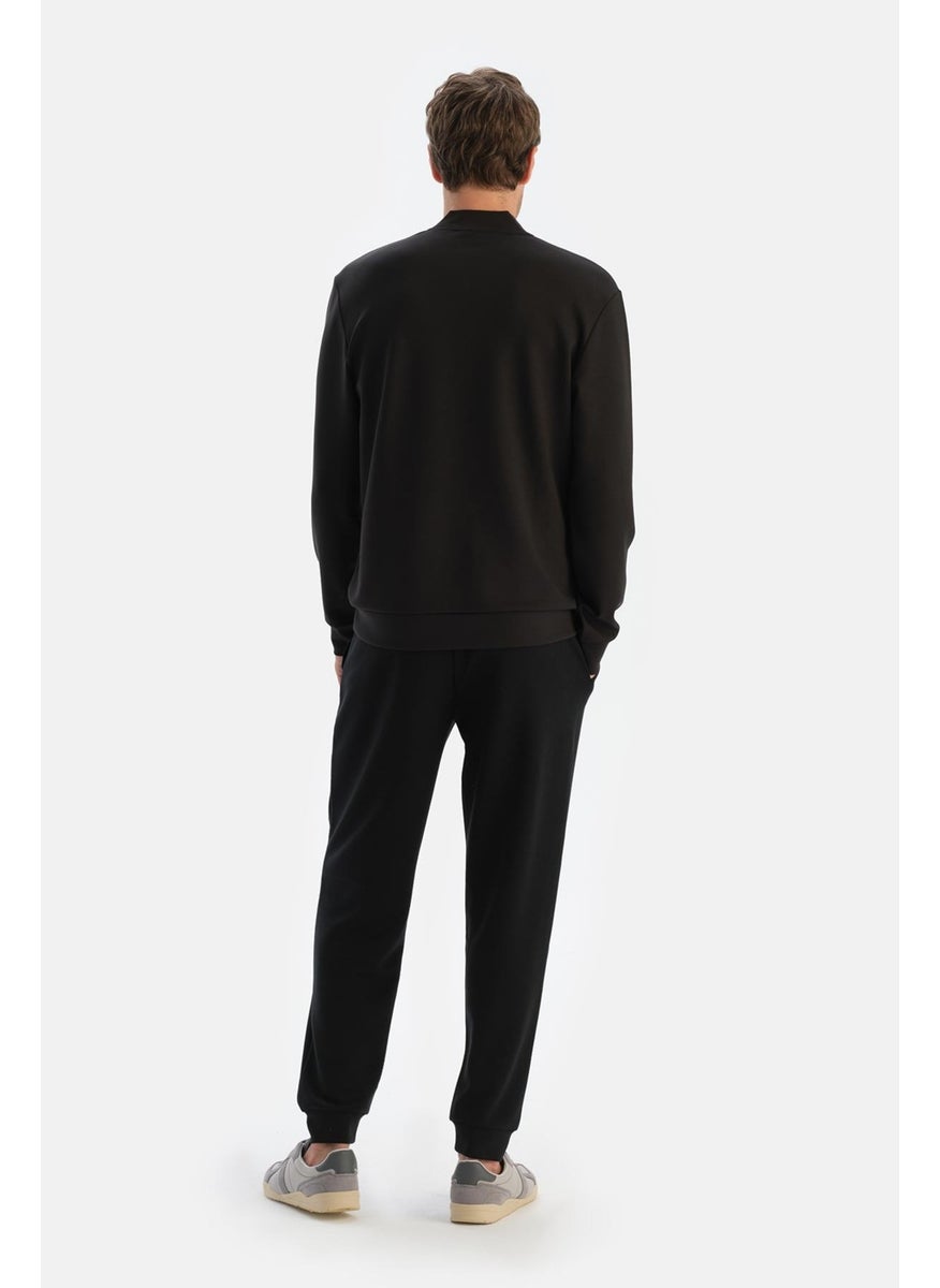 Black Men's Modal Half Zip Sweatshirt