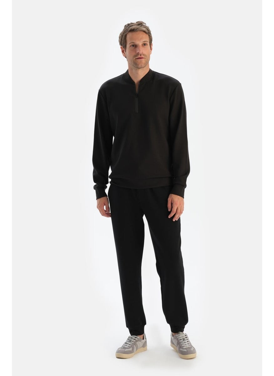 Black Men's Modal Half Zip Sweatshirt