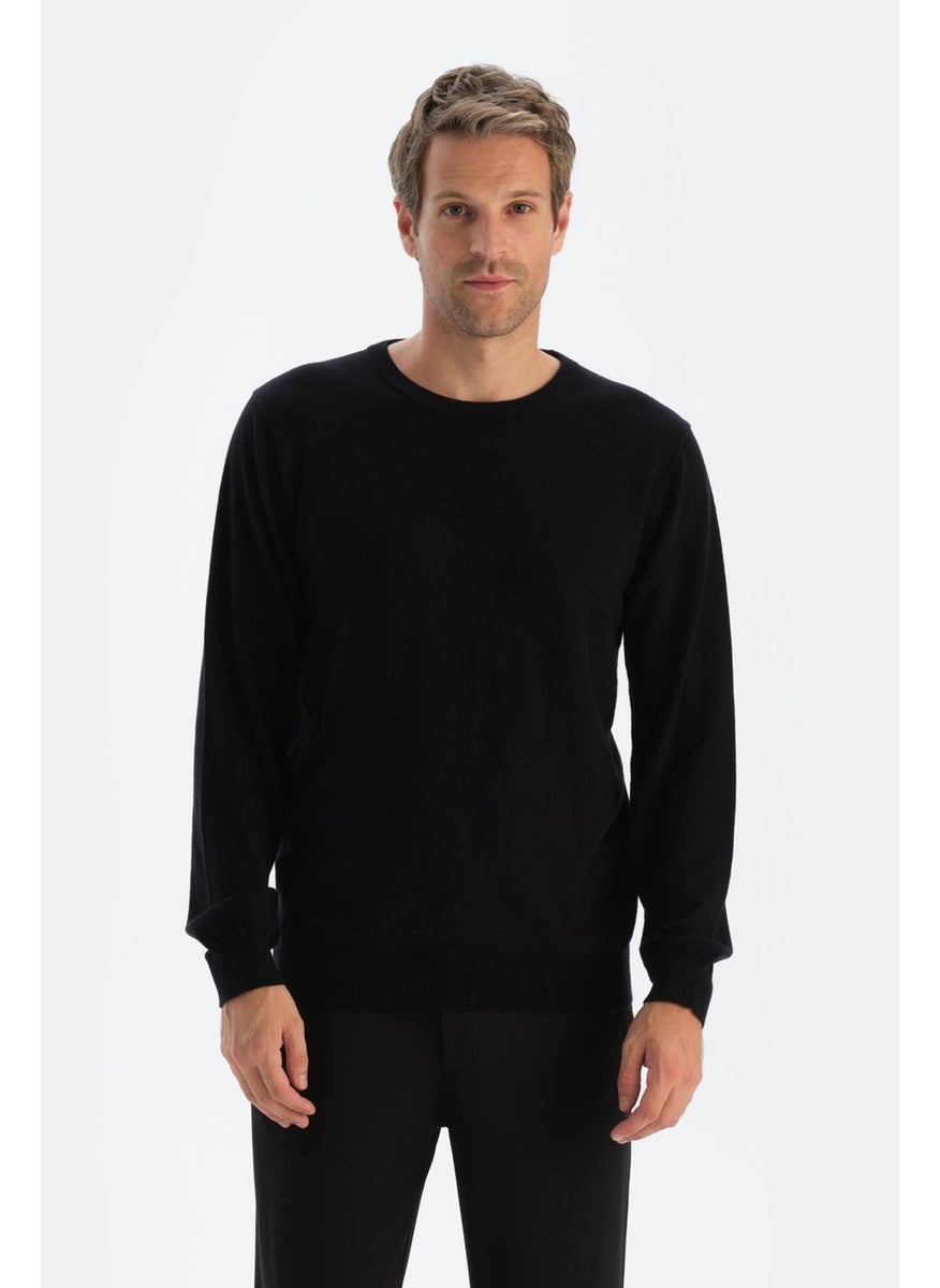 Black Men's Cashmere Blend Bis Collar Sweater