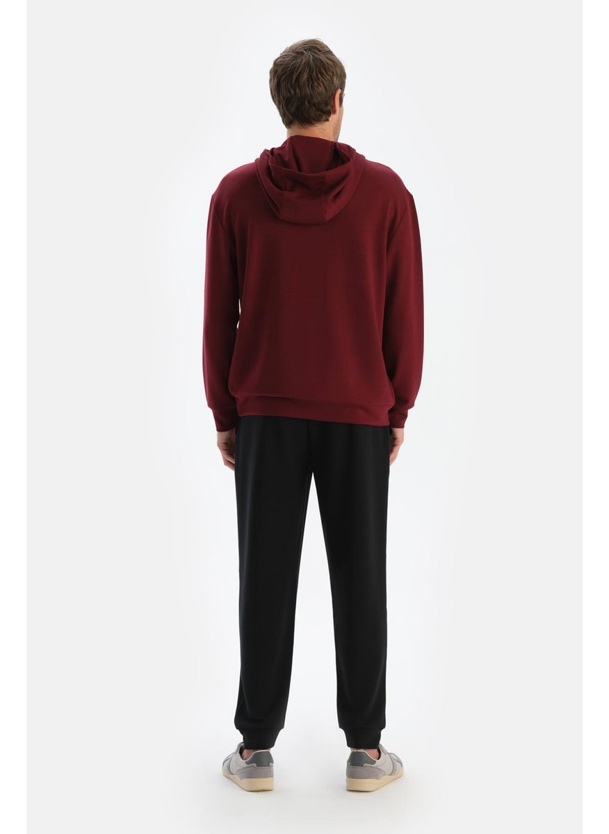 Claret Red Men's Modal Hooded Sweatshirt