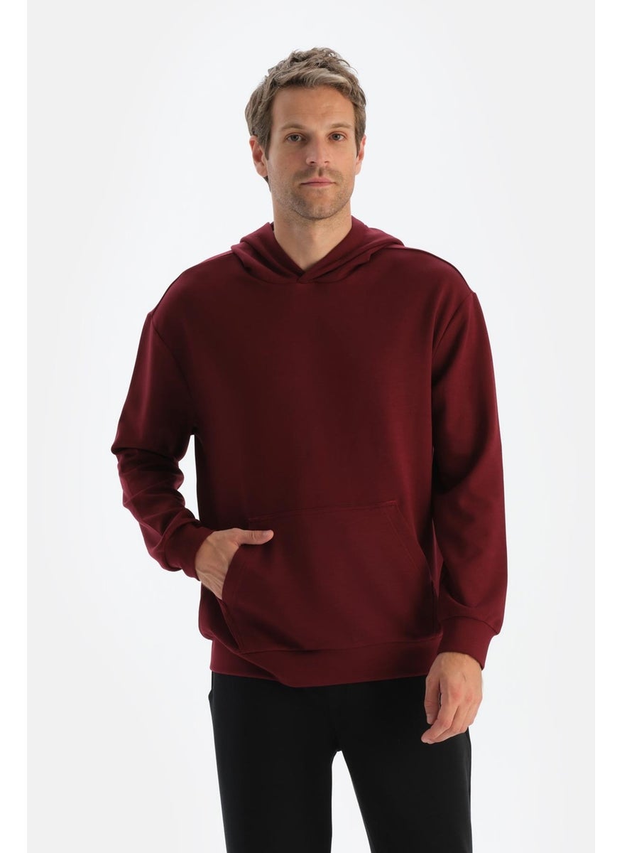 Claret Red Men's Modal Hooded Sweatshirt