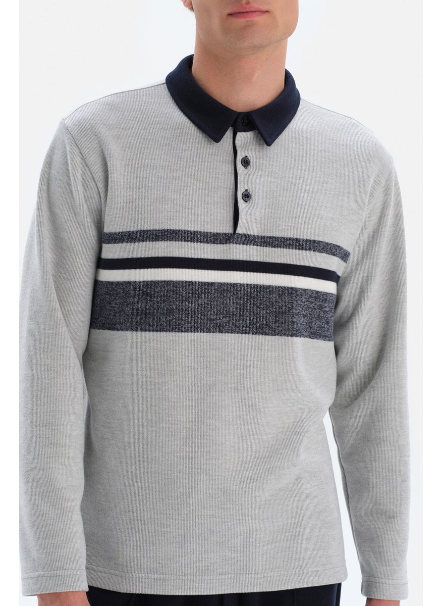 Gray Plaid Collar Jacquard Sweatshirt