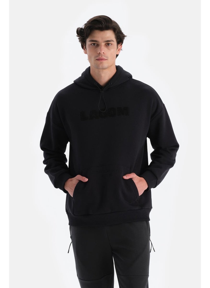 Black Men's Hooded Sweatshirt with Lining