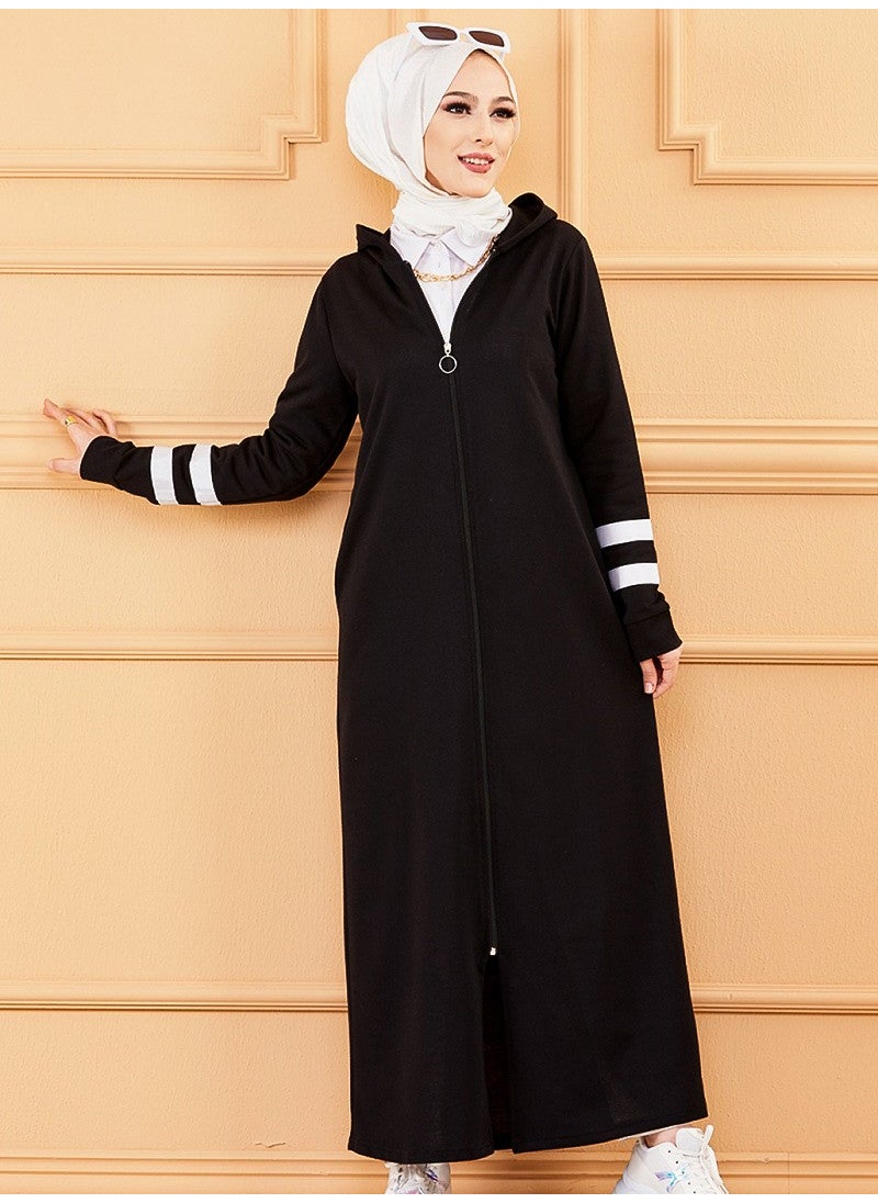 Garnished Abaya - Black -