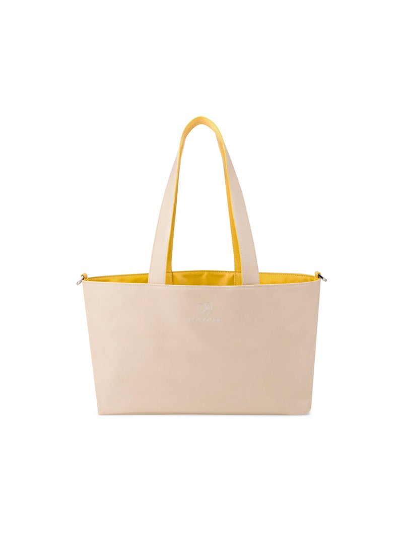 Palindrome Reversible Tote Bag Made From 15 Recycled Plastic Bottles (Yellow-Beige)