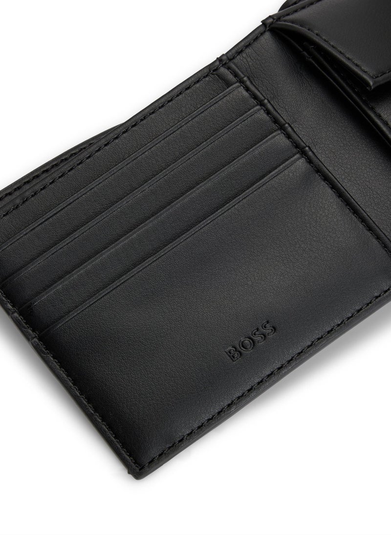 Faux-leather wallet with signature stripe