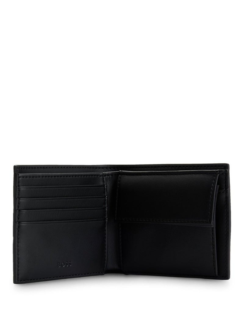 Faux-leather wallet with signature stripe