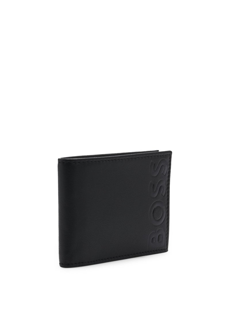 Grained-leather wallet with embossed logo