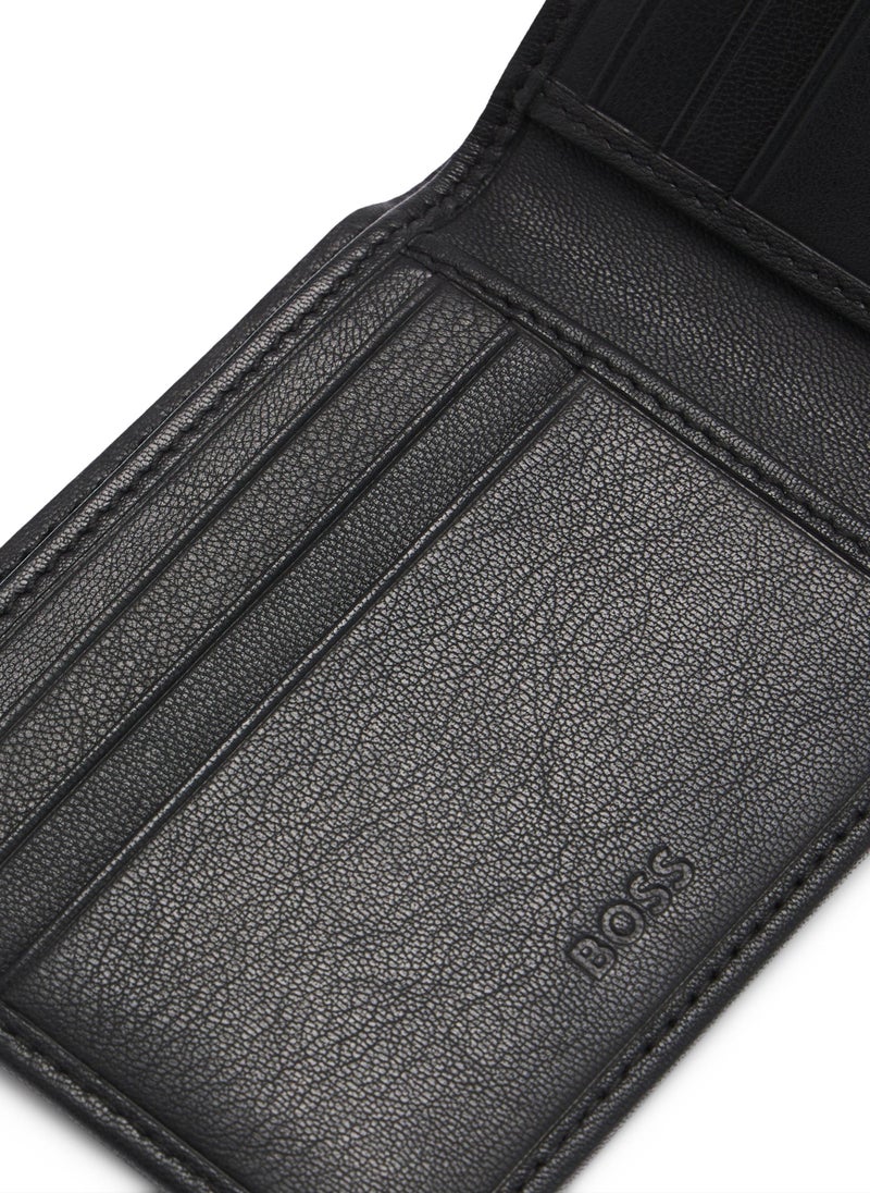 Grained-leather wallet with embossed logo