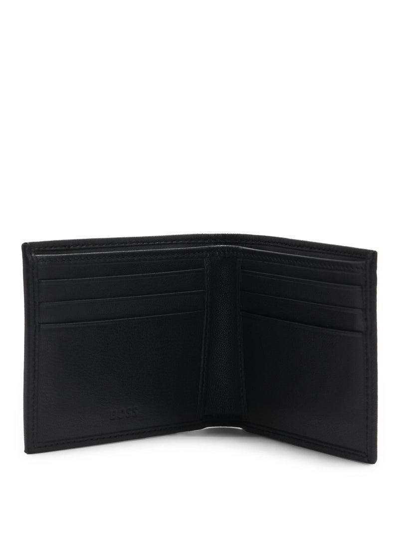 Grained-leather wallet with embossed logo