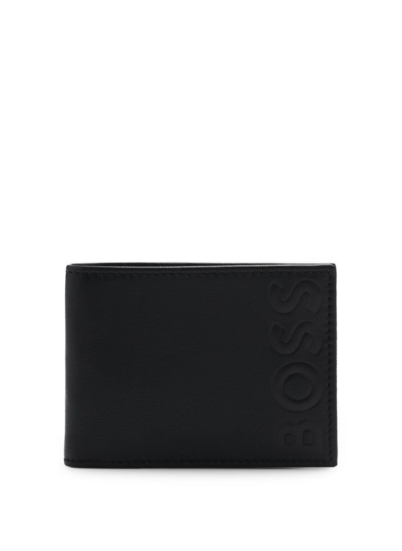 Grained-leather wallet with embossed logo