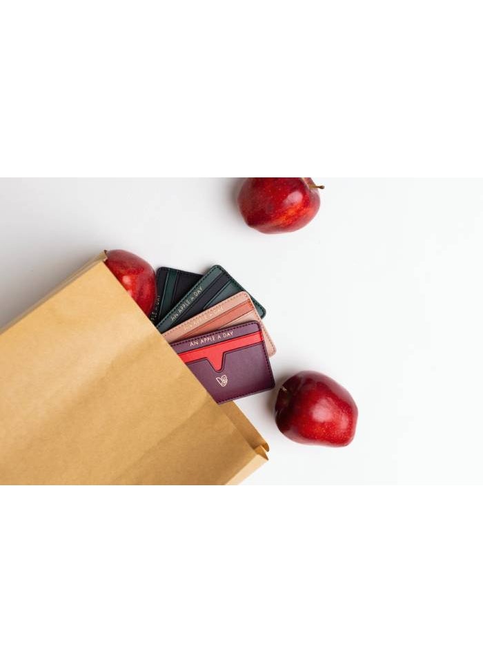 Cider Apple Leather Card Holder in Green Made From 4 Apples