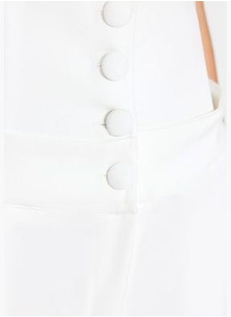 Ecru Trousers with Waist Detail